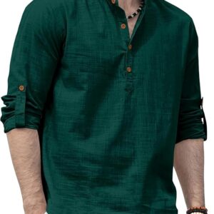 Zombom Men's Solid Cotton Polyester Blend Straight Kurta Shirt, Regular Fit Full Sleeve Short Kurta Shirt