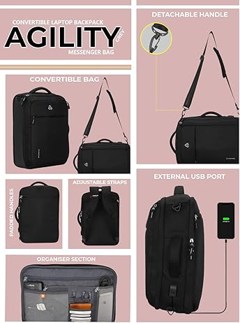 COSMUS Agility Convertible Backpack Messenger Bag for up to 16-Inch Laptop - Image 4