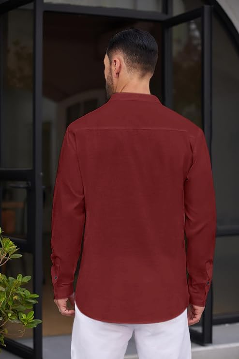 Macsivo Men's Stylish Mandarin Collar Kurta | Casual Ethnic Fusion Shirt for Daily, Party & Travel | Full Sleeves | Cotton Polyester Blend Comfort Fit Short Kurta - Image 2