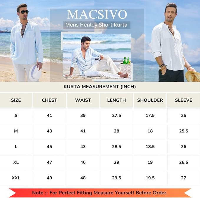 Macsivo Men's Stylish Mandarin Collar Kurta | Casual Ethnic Fusion Shirt for Daily, Party & Travel | Full Sleeves | Cotton Polyester Blend Comfort Fit Short Kurta - Image 4