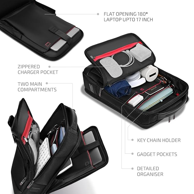 Expandable | Water-Resistant with USB Charging Port | Padded Laptop Sleeve, 2 Compartments | Office & Travel Backpack for Men & Women - Image 4